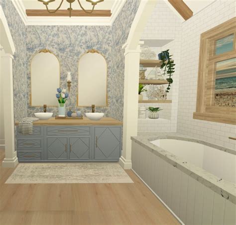 Coastal Bathroom - Bloxburg | Beach house room, Beach house bathroom ...