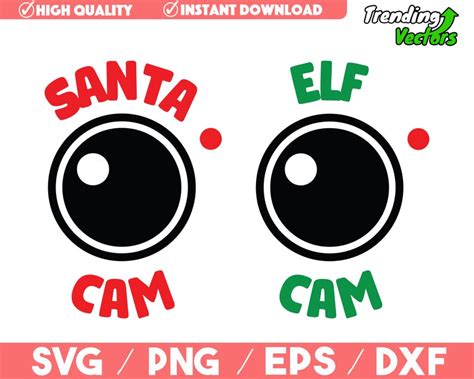 Santa Cam Elf Cam SVG Bundle Funny Kids Christmas SVG Cut File for Cricut, Silhoutte, Png Svg ...