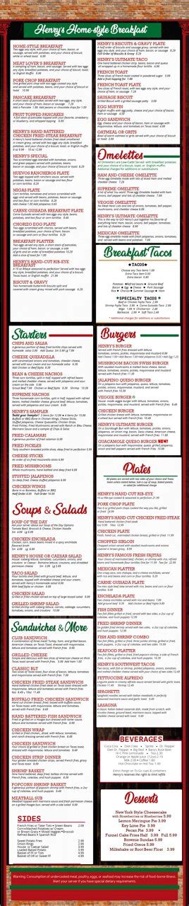 HENRY'S RESTAURANT, Lockhart - Menu, Prices & Restaurant Reviews ...