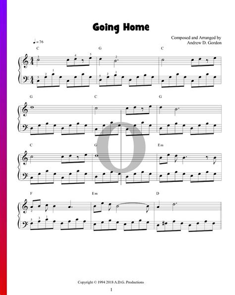 Going Home (Andrew D. Gordon) Piano Sheet Music - OKTAV