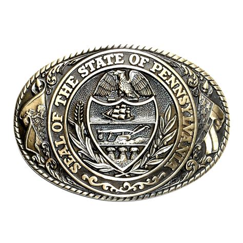 Pennsylvania State Seal Tony Lama First Edition Brass US Belt Buckle