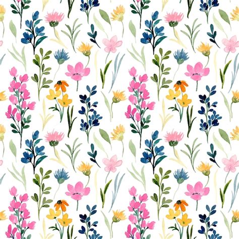 Free Vector | Seamless pattern of colorful wildflower with watercolor