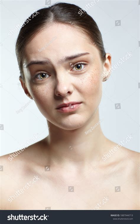 Emotional Young Woman Face Portrait Regretful Stock Photo 1887944713 ...