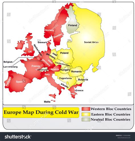 Map Europe During Cold War Stock Vector (Royalty Free) 1142693486