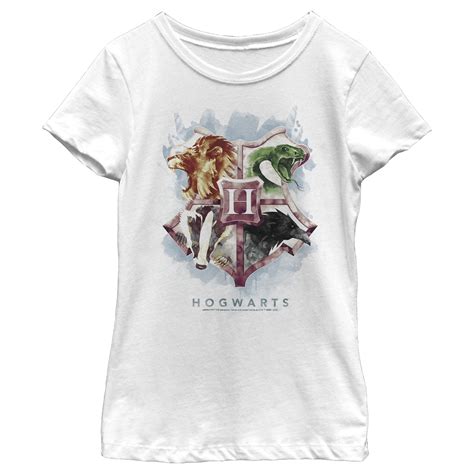 Girl's Harry Potter Hogwarts Watercolor Symbols Graphic Tee White Small ...