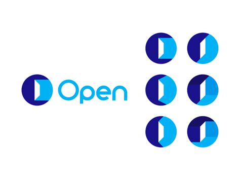 OPEN logo design: O letter, door + light in negative space by Alex Tass, logo designer on Dribbble