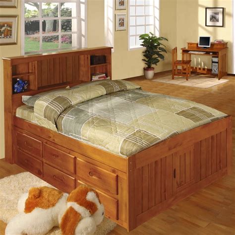 Shop Honey-finished Pine Wood Full-size 12-drawer Captains Bed - On Sale - Overstock - 12103930