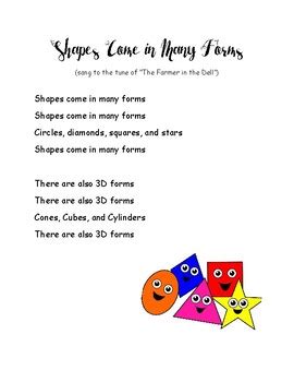 Shapes Songs by Kelly Eidinger | Teachers Pay Teachers