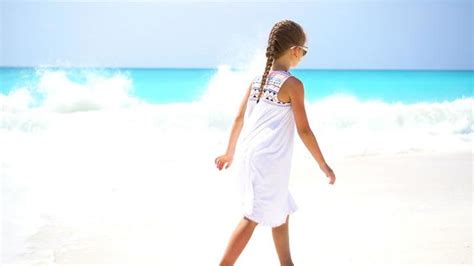 Girl Walking Beach Stock Video Footage for Free Download