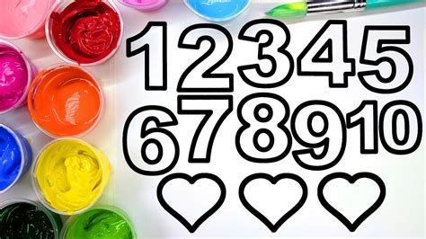 Painting Numbers with Paint, Learn to Color with Paint for Kids - YouTube