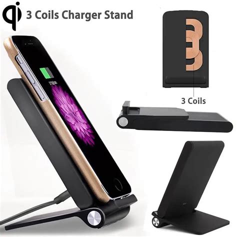 Qi Wireless Charger 3 Coils Folding Charging Stand For Samsung Galaxy S6 Edge / Plus Note 7 5 S7 ...