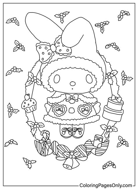 Christmas My Melody Coloring Page - Free Printable Coloring Pages