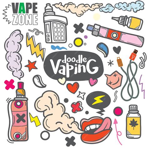 Vape 및 요소 낙서 | 프리미엄 벡터