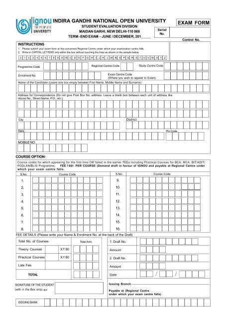 Ignou 2023 Exam Form - Printable Forms Free Online