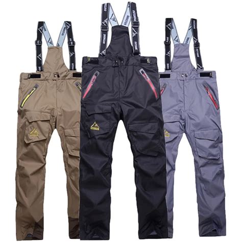 Professional Men's Windproof Waterproof Ski Bib Pants Breathable Winter ...