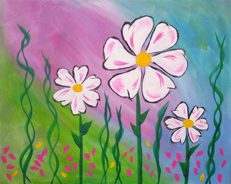 Whimsical Flowers 1 16x20 Painting by Distinctive Abstracts