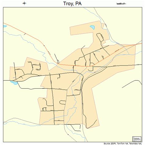 Troy Pennsylvania Street Map 4277584