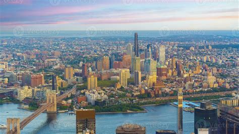 Cityscape of downtown Brooklyn skyline from Manhattan New York City ...