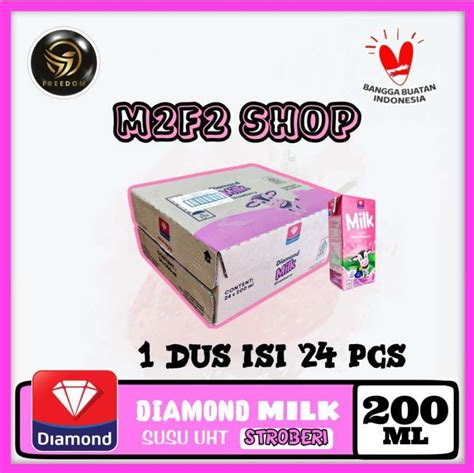 Promo DIAMOND Susu Kotak UHT Strawberry | Rasa Stroberi - 200 ml (Kemasan Karton) Diskon 16% di ...