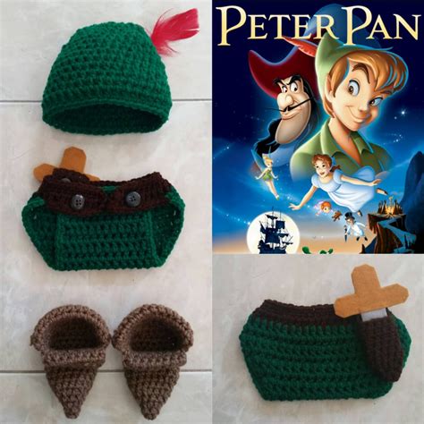 Crochet Disney's Peter Pan beanie/hat Diaper Cover and - Etsy