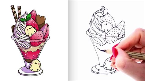 How to Draw Ice Cream Sundae - YouTube