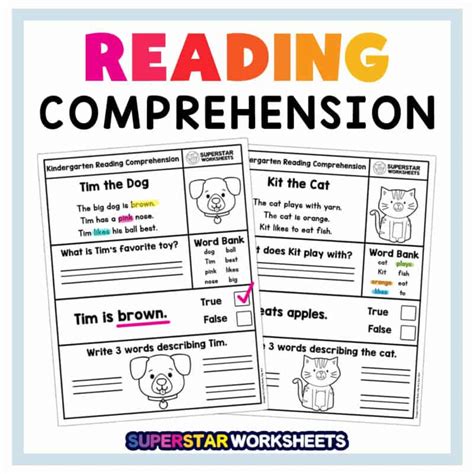 Kindergarten Reading Comprehension Worksheets - Superstar Worksheets