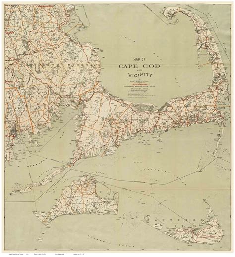 Old Map of Cape Cod 1909 Walker reprint