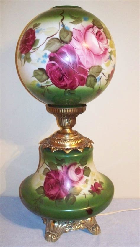 Vintage Electric Parlor Lamp GWTW Ball Globe Hand Painted