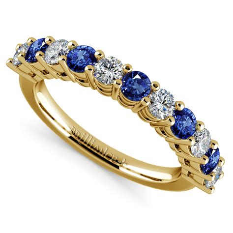 One Carat Eleven Diamond And Sapphire Ring in Yellow Gold