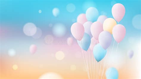 Bunch of Colorful Pastel Balloons Flying Stock Vector - Illustration of ...