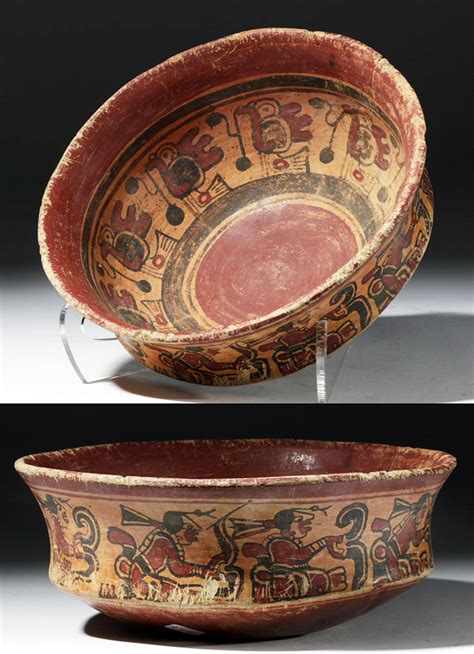 Sold at Auction: Large Mayan Copador Pottery Polychrome Bowl