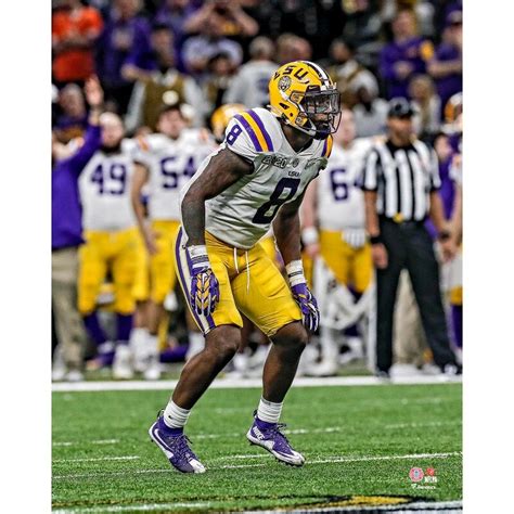 Patrick Queen LSU Tigers Fanatics Authentic Unsigned Defensive Stance ...