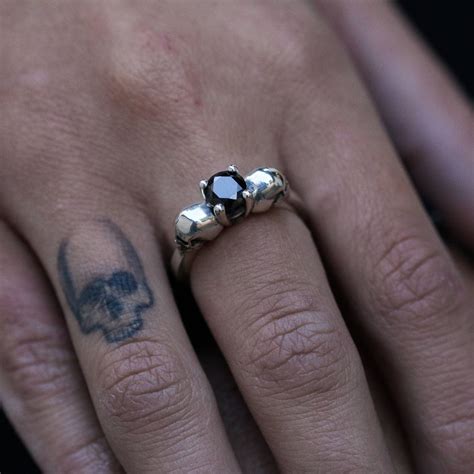 Skull Engagement Ring Skull Ring With Stone Handmade Skull - Etsy