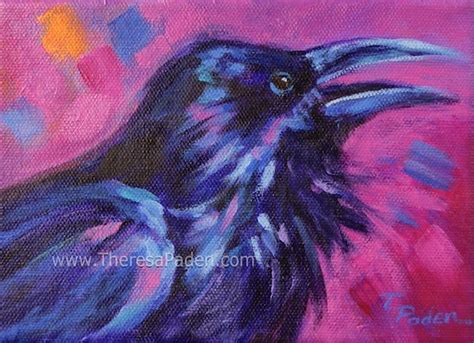 California Artwork: Raven Painting with Purple and Magenta by Theresa Paden