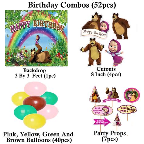 Buy Masha and The Bear Theme Party Decorations | Party Supplies ...