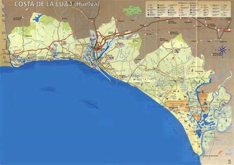 Costa de la luz map, Huelva map, Spain