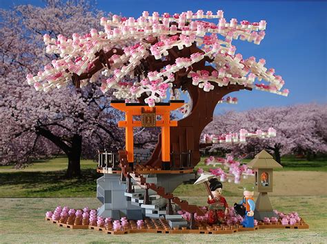 LEGO SET - Japanese Style Architecture Cherry Blossom Light Up Waterfall Build Lego Set for Kids ...