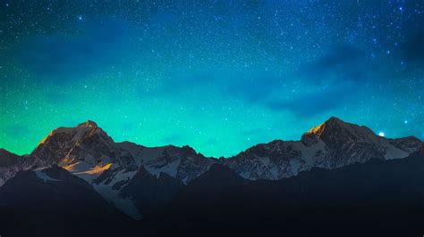 2560x1440 Resolution Starry Mountain Night 1440P Resolution Wallpaper ...