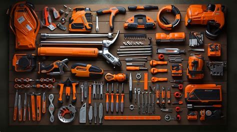 Premium AI Image | A hyper detailed shot of various handyman tools neatly arranged showcasing ...