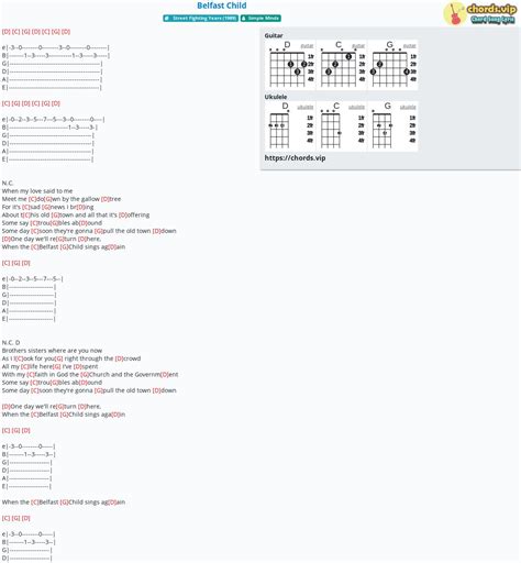 Chord: Belfast Child - tab, song lyric, sheet, guitar, ukulele | chords.vip