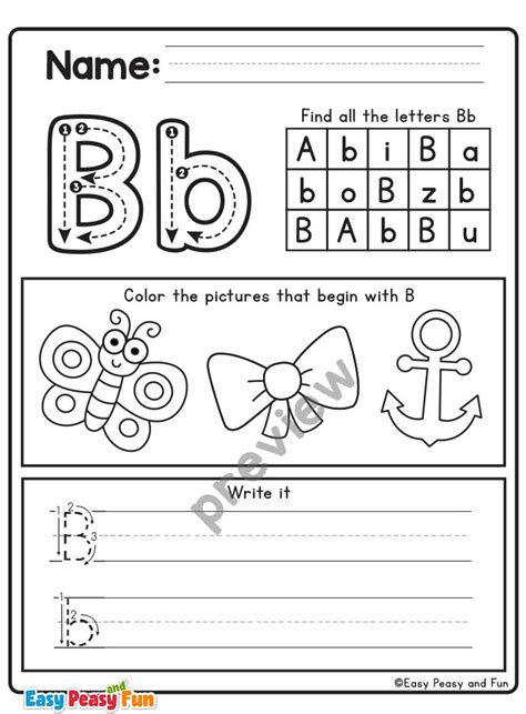 Letter B Worksheets for Preschool and Kindergarten - Easy Peasy and Fun