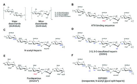 Structures of heparins. (A) Unfractionated heparin (UFH) and UFH ...