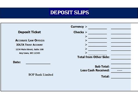 Bank Deposit Slip Templates – Free Report Templates | Bank deposit, Report template, Sales ...