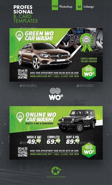 Car Wash Business Card Templates | Business card template design, Car wash business, Car wash