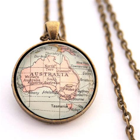 Buy Vintage Map Necklace - Custom Map Jewelry - Round Pendant Necklace ...