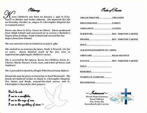 Free Downloadable Obituary Program Templates Of 4 Funeral Program Template Word ...