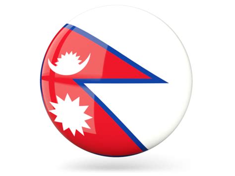 Glossy round icon. Illustration of flag of Nepal