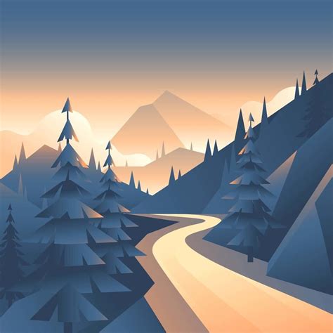 Mountain Valley Path | Landscape illustration, Mountain illustration ...