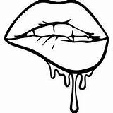 A black And White Drawing Of Dripping lip sketch template