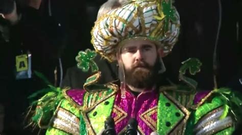 Jason Kelce Delivers Wild Speech at Super Bowl Parade Dressed as Mummer